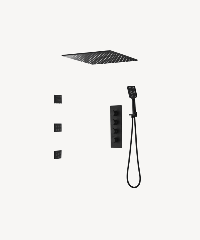 Pack de douche encastré au plafond - Noir