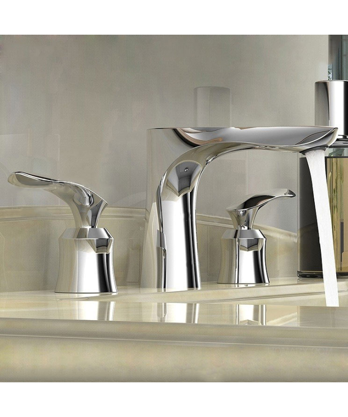 Robinet mélangeur lavabo moderne, 3 trous Chromé - Canopus