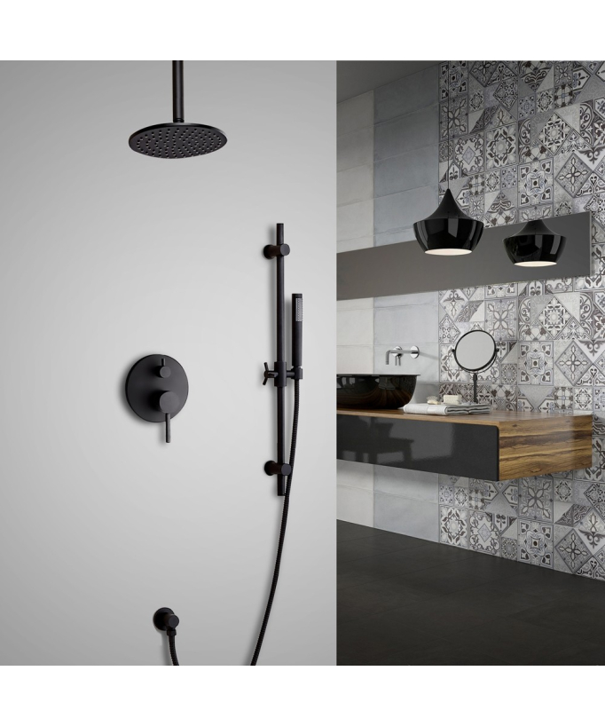 Système de douche thermostatique ronde - barre de douche - 200 mm