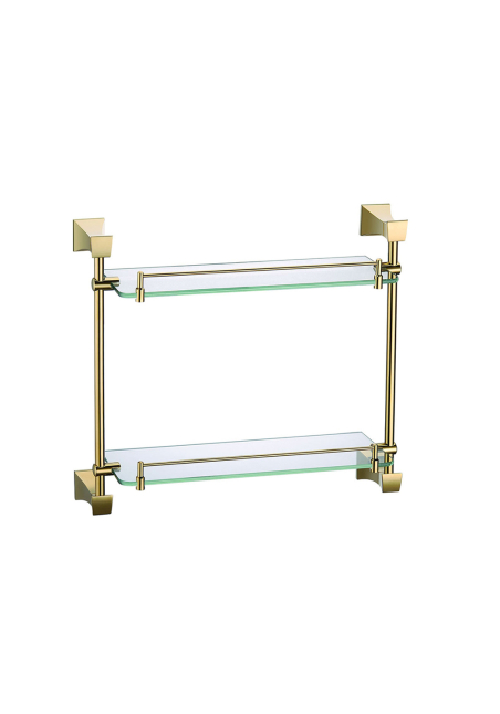 Double étagère murale en verre doré de la collection Cloe